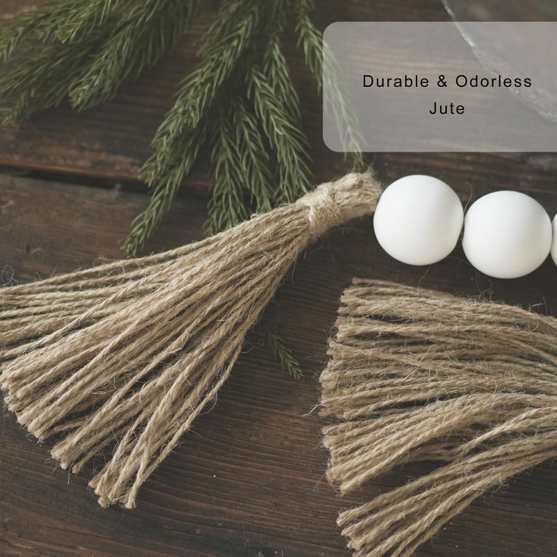 RUIRUICO Extra Large Wood Bead Garland with 1.6"" Diameter Wood Beads, Wooden Beads Garland with Tassels, Decorative Beads Home Decor, Farmhouse Beads Decor (White, 50 Inches) - Image 5